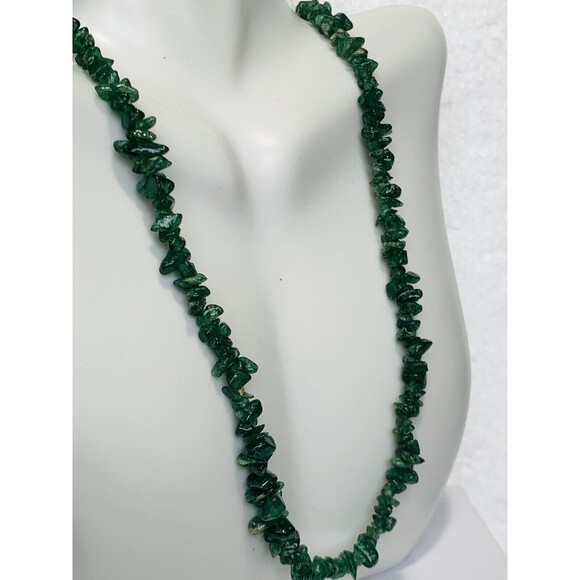 Green Malachite Chip Long Layering Necklace 32” Bohemian Boho  Natural Stone - Picture 7 of 16